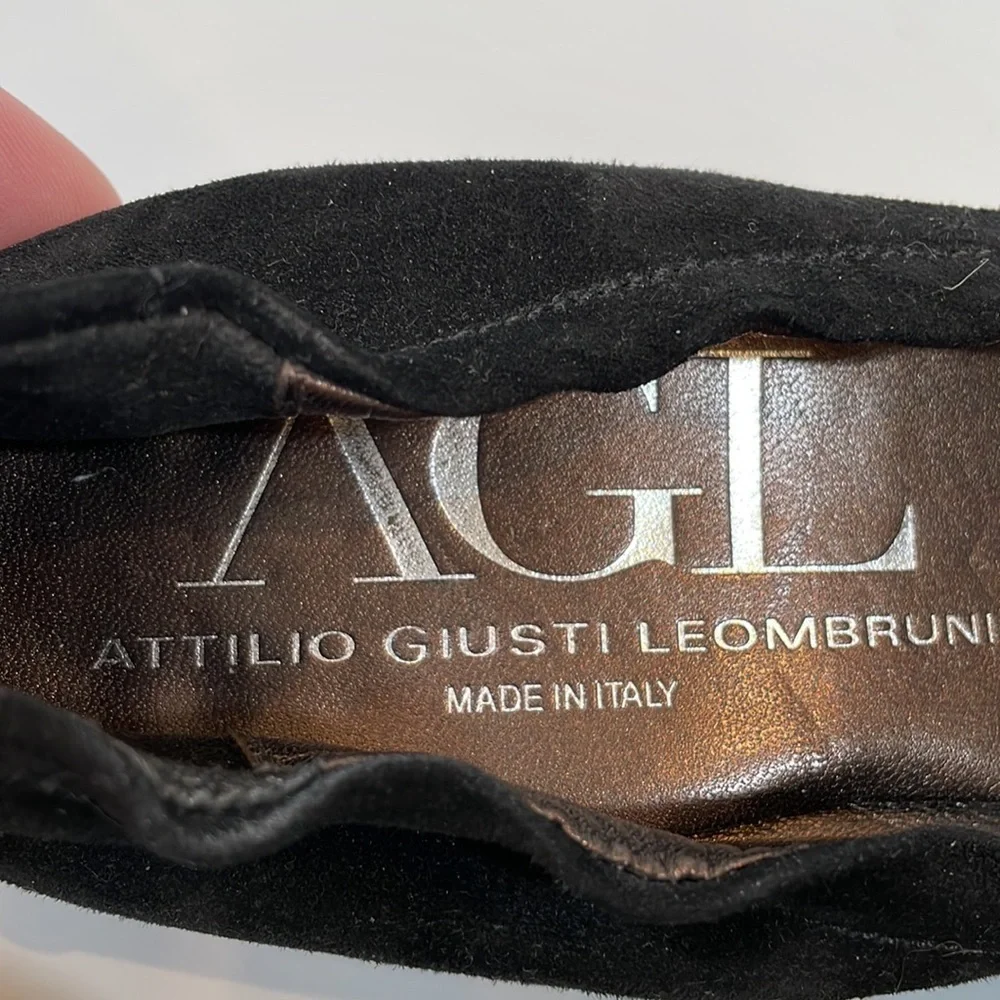 AGL Attilio Giusti Leombruni Shoes 38 Made In Italy Black Leather Dress Pump